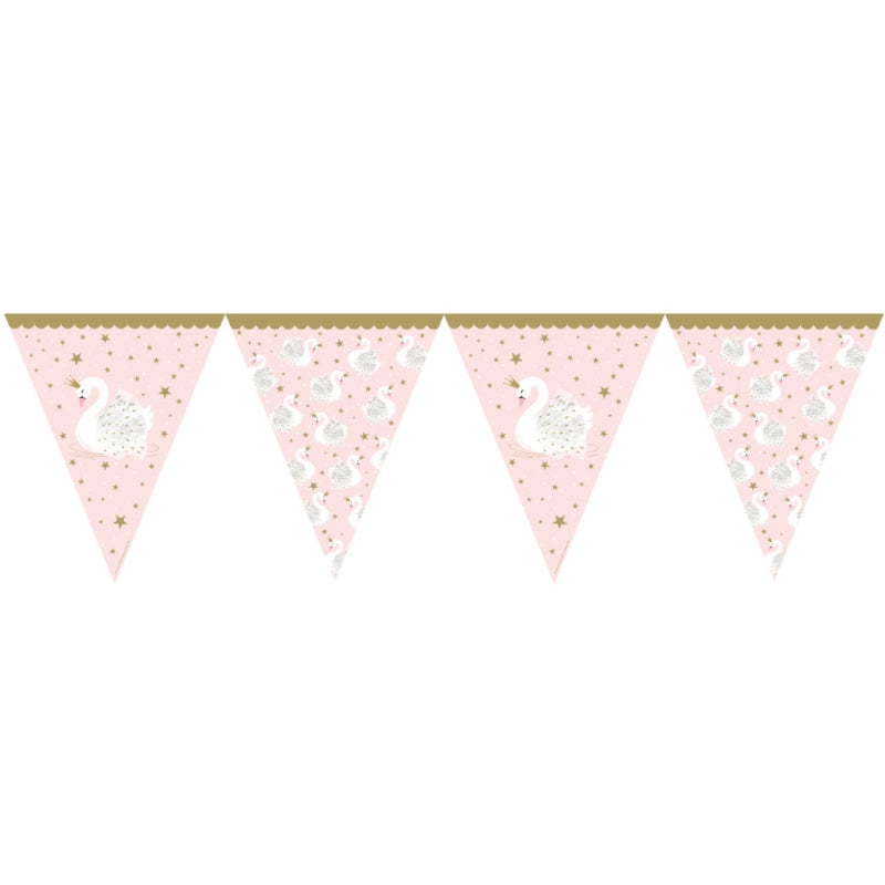 Stylish Swan Paper Flag Banner Bunting Decoration 3.7 Metres | Party Save Smile