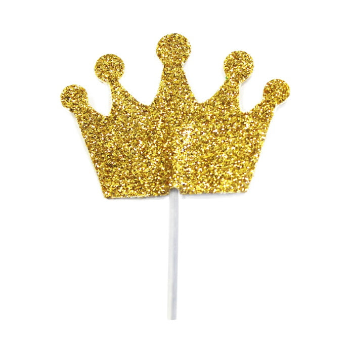 Gold Crown Cake Topper Decoration Pack of 12 | Party Save Smile