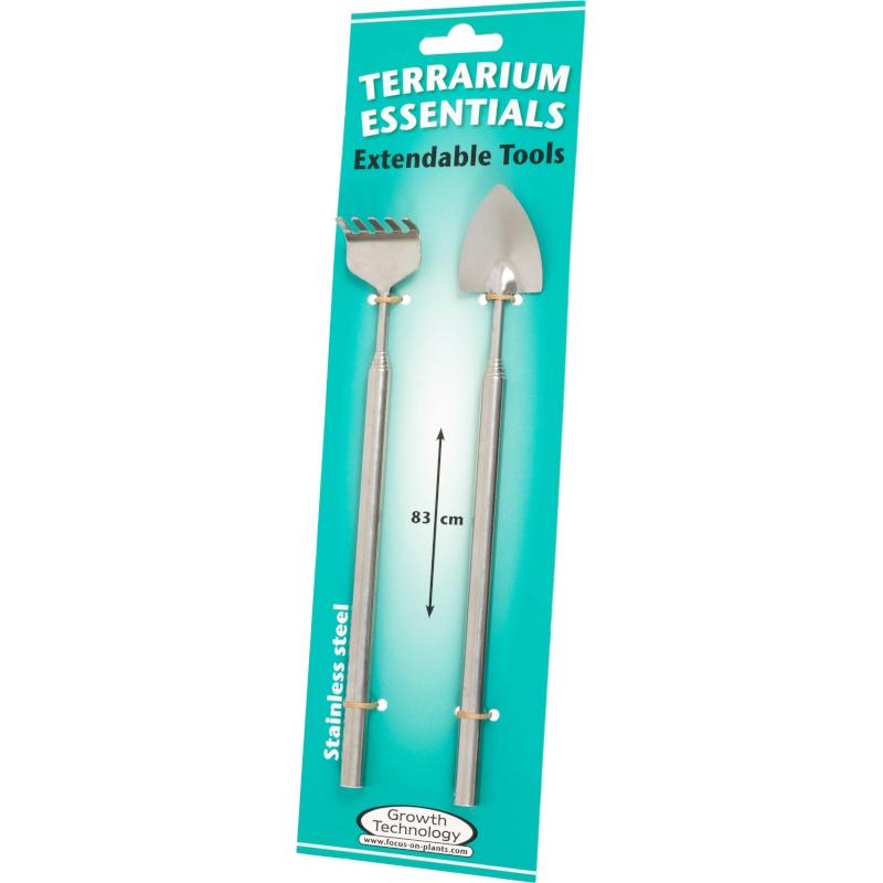 Extendable Terrarium Tools - Stainless Steel Spade & Rake | Party Save Smile