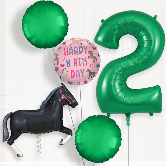 Black Horse Birthday Balloon Package Choose Age | 2nd Birthday Balloon Package | Party Save Smile