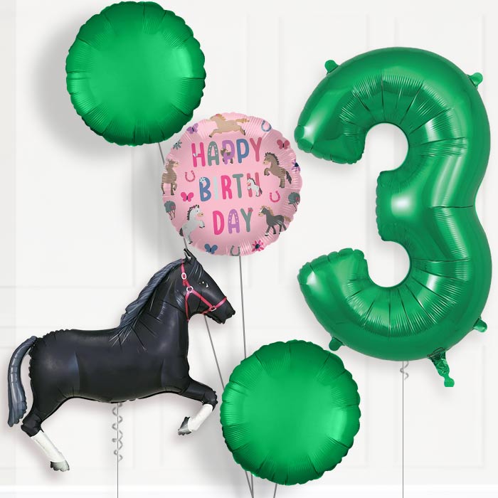 Black Horse Birthday Balloon Package Choose Age | 3rd Birthday Balloon Package | Party Save Smile