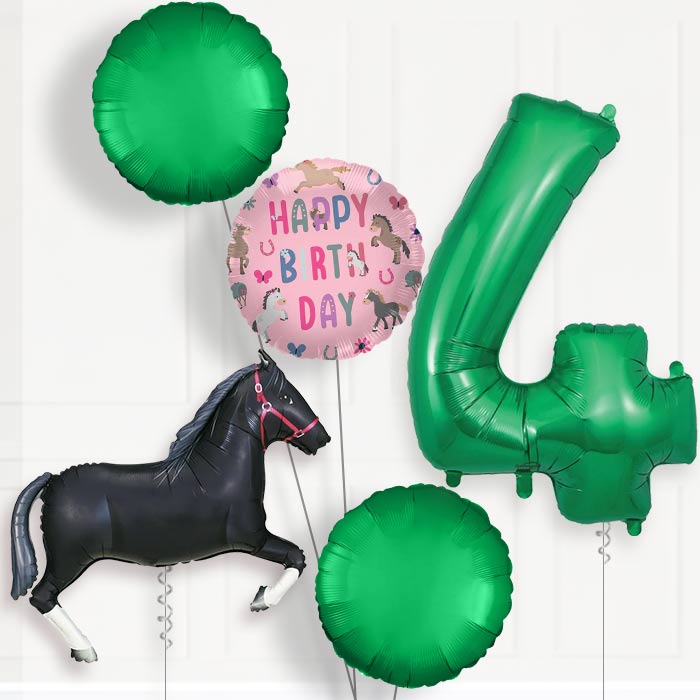 Black Horse 4th Birthday Balloon Package | Party Save Smile