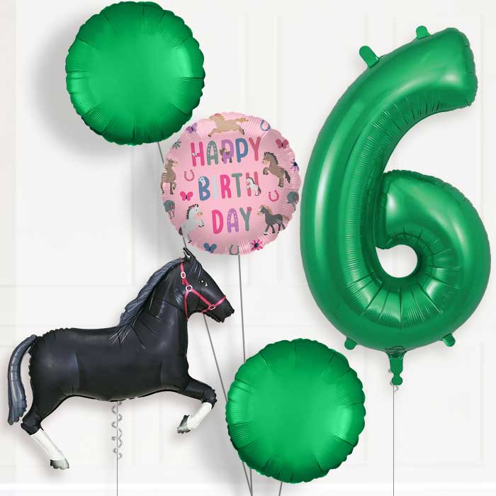 Black Horse 6th Birthday Balloon Package | Party Save Smile