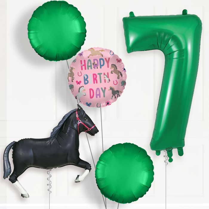 Black Horse 7th Birthday Balloon Package | Party Save Smile
