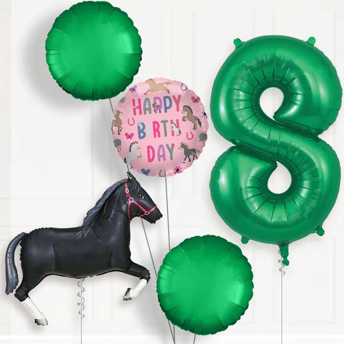 Black Horse 8th Birthday Balloon Package | Party Save Smile