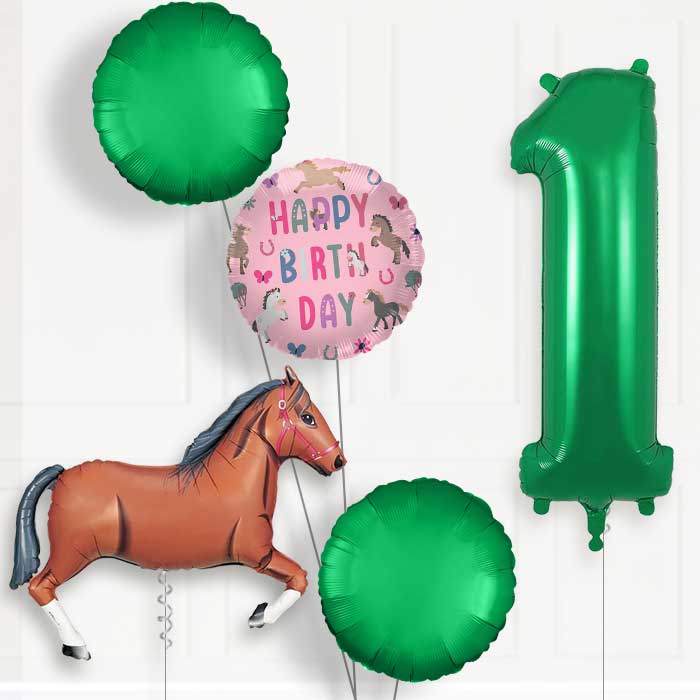 Dark Brown Horse 1st Birthday Balloon Package | Party Save Smile