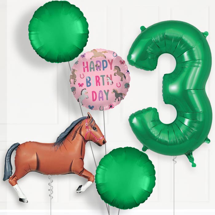 Dark Brown Horse Birthday Balloon Package Choose Age | 3rd Birthday Balloon Package | Party Save Smile