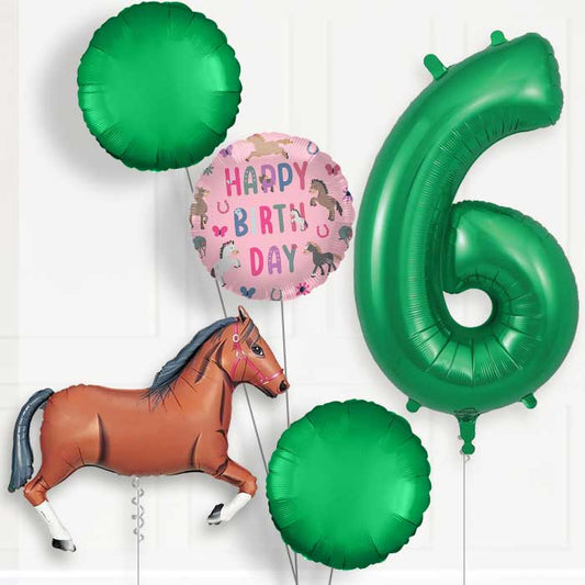 Dark Brown Horse 6th Birthday Balloon Package | Party Save Smile