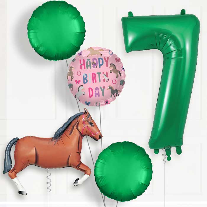 Dark Brown Horse 7th Birthday Balloon Package | Party Save Smile