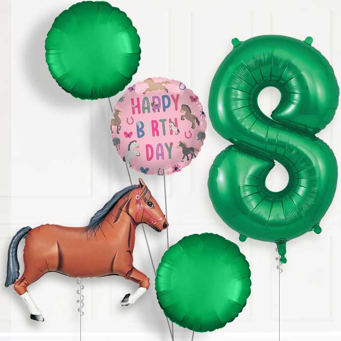 Dark Brown Horse 8th Birthday Balloon Package | Party Save Smile