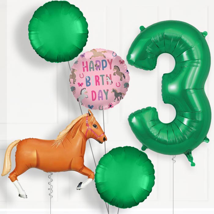 Light Brown Horse 3rd Birthday Balloon Package | Party Save Smile