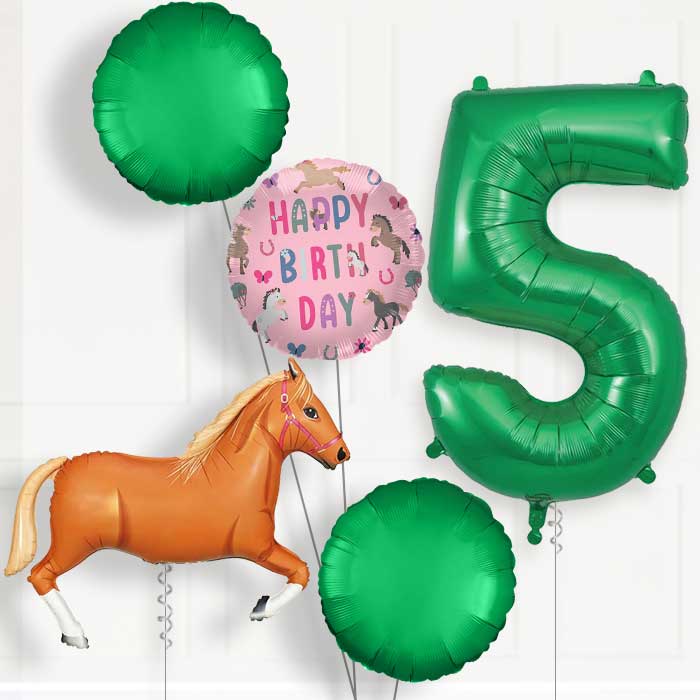 Light Brown Horse 5th Birthday Balloon Package | Party Save Smile