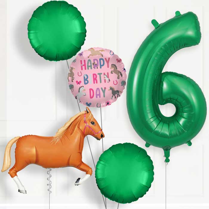 Light Brown Horse 6th Birthday Balloon Package | Party Save Smile