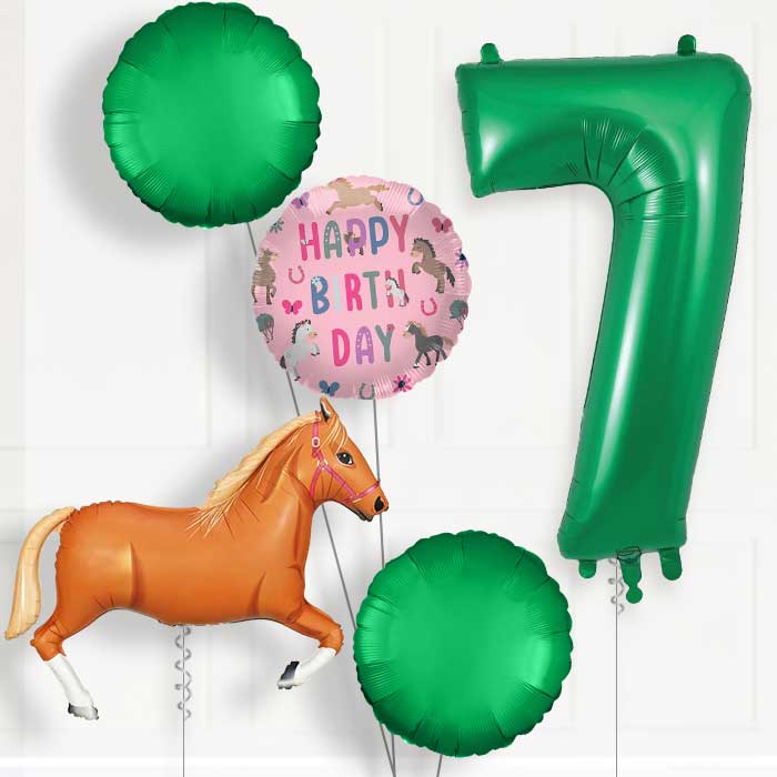 Light Brown Horse 7th Birthday Balloon Package | Party Save Smile