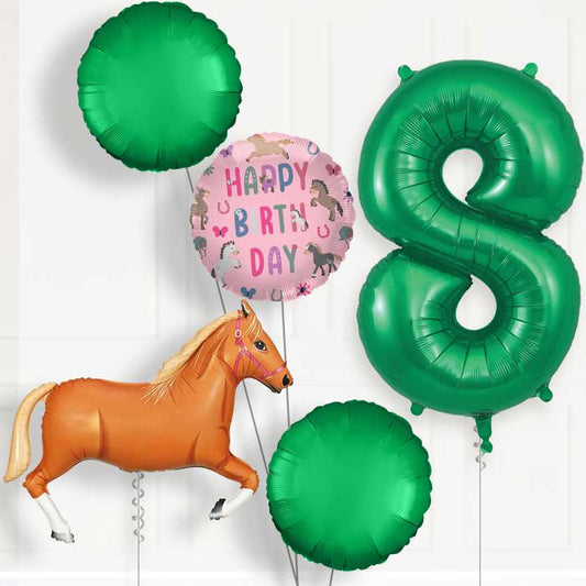 Light Brown Horse 8th Birthday Balloon Package | Party Save Smile