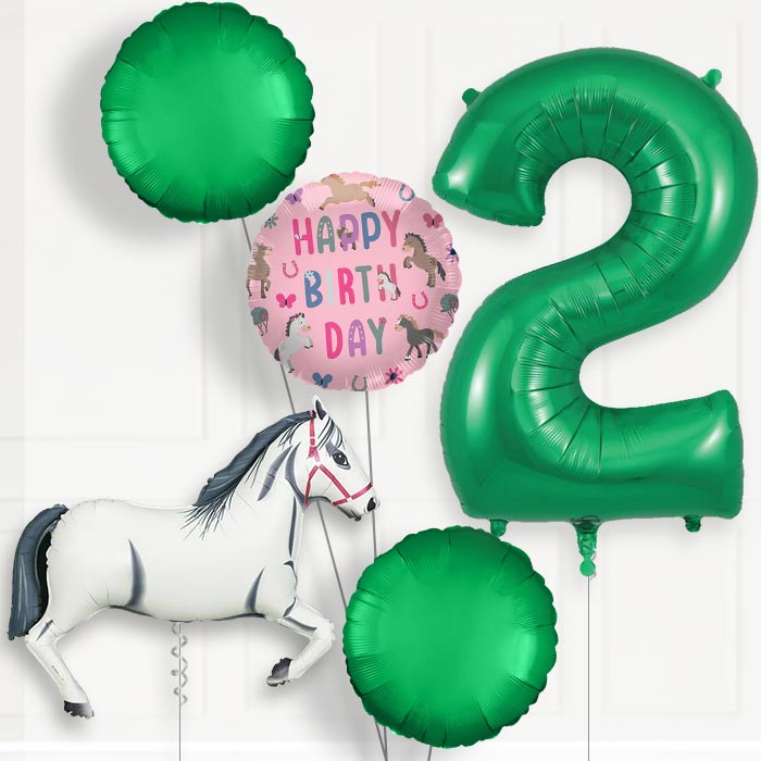 White Horse Birthday Balloon Package Choose Age