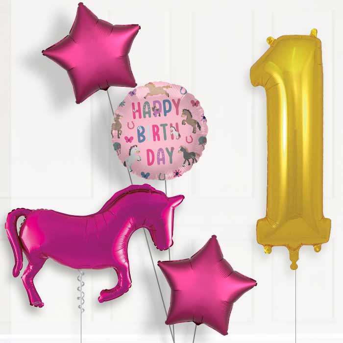 Pink Horse 1st Birthday Balloon Package | Party Save Smile