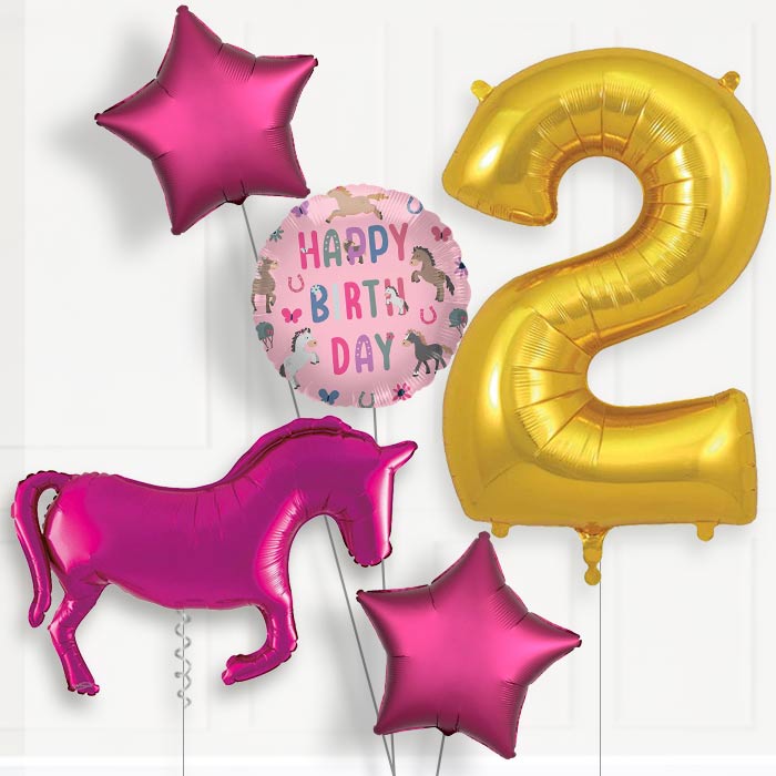 Pink Horse 2nd Birthday Balloon Package | Party Save Smile