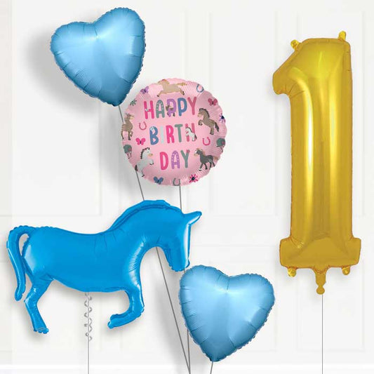 Blue Horse 1st Birthday Balloon Package | Party Save Smile