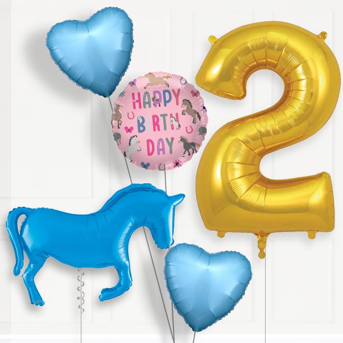 Blue Horse 2nd Birthday Balloon Package | Party Save Smile