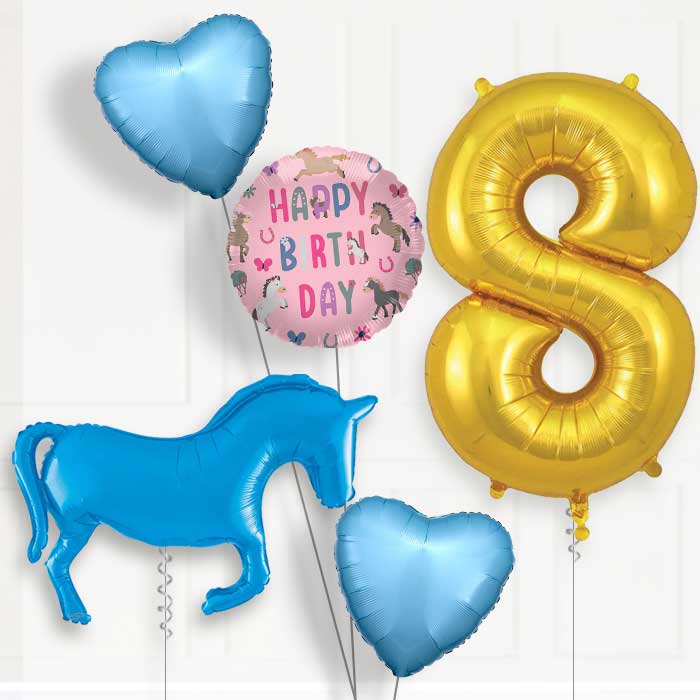 Blue Horse 8th Birthday Balloon Package | Party Save Smile