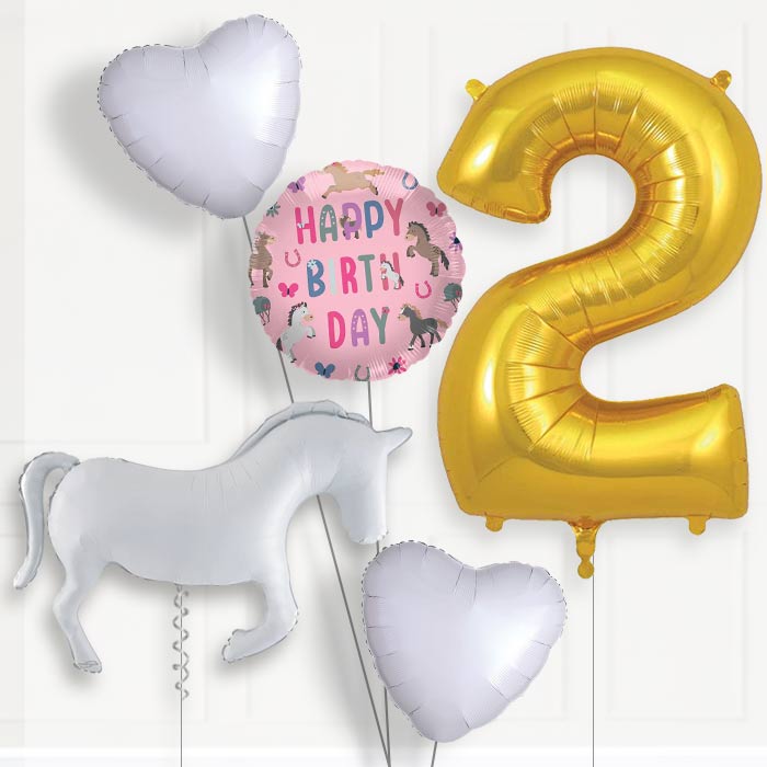 White Horse Silhouette Birthday Balloon Package Choose Age | 2nd Birthday Balloon Package | Party Save Smile