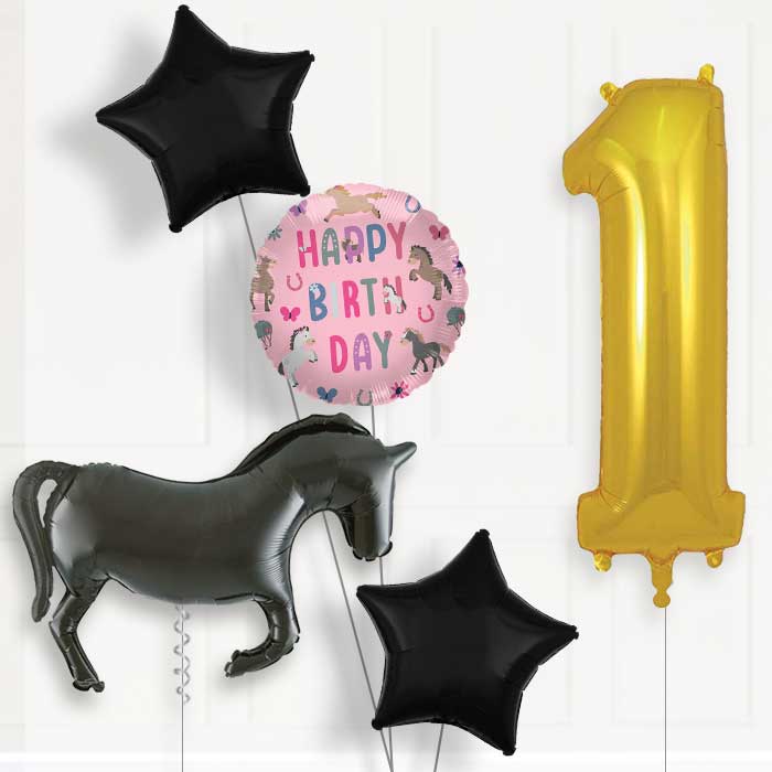Black Horse Silhouette 1st Birthday Balloon Package | Party Save Smile