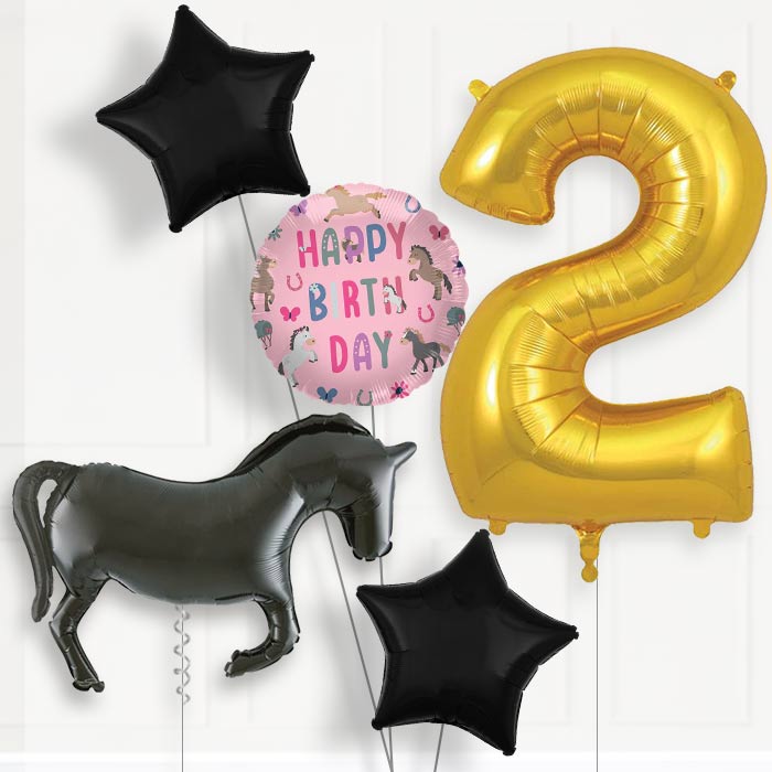 Black Horse Silhouette Birthday Balloon Package Choose Age | 2nd Birthday Balloon Package | Party Save Smile