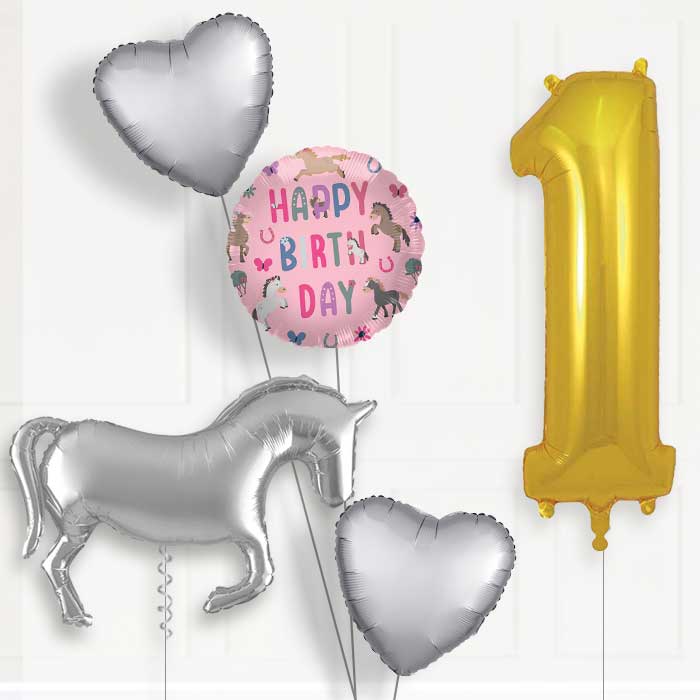 Silver Horse 1st Birthday Balloon Package | Party Save Smile
