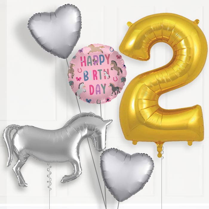 Silver Horse Birthday Balloon Package Choose Age | 2nd Birthday Balloon Package | Party Save Smile