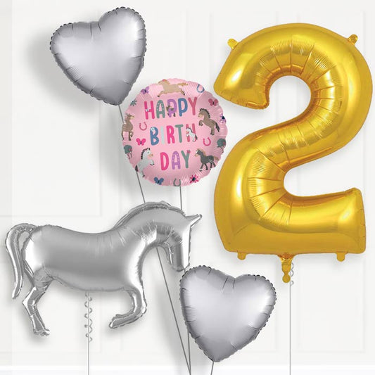 Silver Horse 2nd Birthday Balloon Package | Party Save Smile