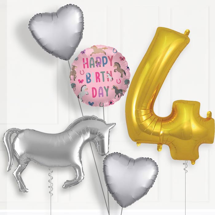 Silver Horse Birthday Balloon Package Choose Age | 4th Birthday Balloon Package | Party Save Smile