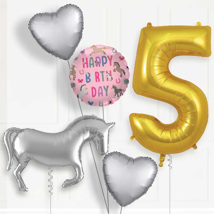 Silver Horse Birthday Balloon Package Choose Age | 5th Birthday Balloon Package | Party Save Smile