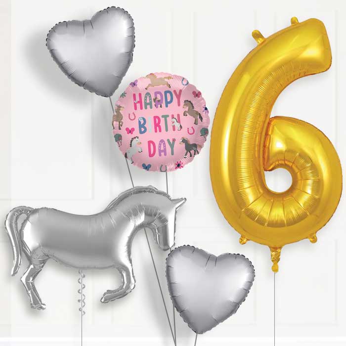 Silver Horse Birthday Balloon Package Choose Age | 6th Birthday Balloon Package | Party Save Smile