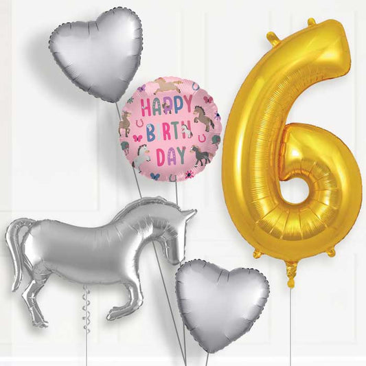 Silver Horse 6th Birthday Balloon Package | Party Save Smile