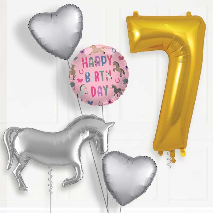 Silver Horse Birthday Balloon Package Choose Age | 7th Birthday Balloon Package | Party Save Smile