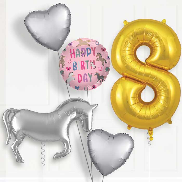 Silver Horse Birthday Balloon Package Choose Age | 8th Birthday Balloon Package | Party Save Smile