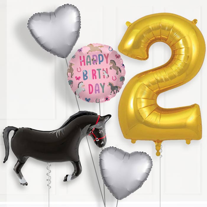 Black Horse Shaped Birthday Balloon Package Choose Age | 2nd Birthday Balloon Package | Party Save Smile