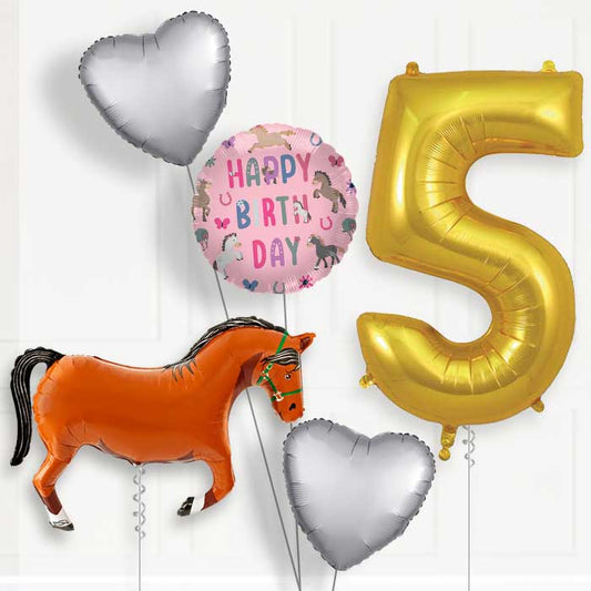 Brown Horse 5th Birthday Balloon Package | Party Save Smile