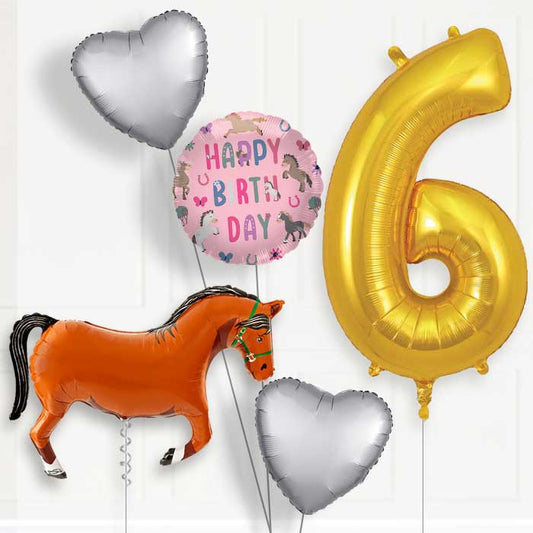 Brown Horse 6th Birthday Balloon Package | Party Save Smile