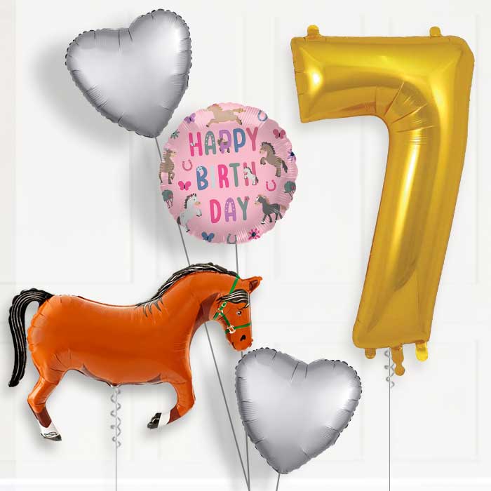 Brown Horse 7th Birthday Balloon Package | Party Save Smile