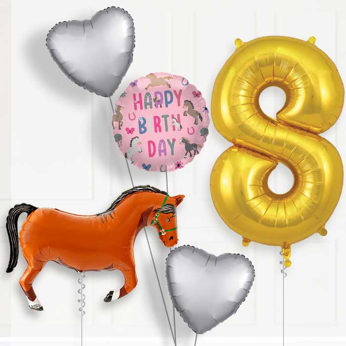 Brown Horse Birthday Balloon Package Choose Age | 8th Birthday Balloon Package | Party Save Smile
