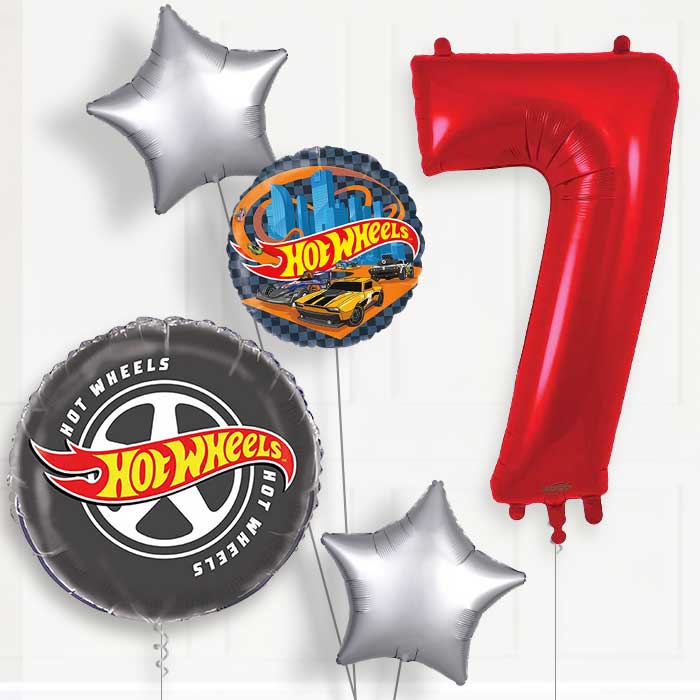 Hot Wheels 7th Birthday Balloon Package | Party Save Smile