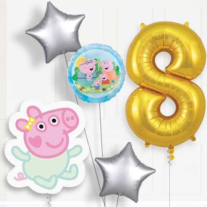 Evie Pig 8th Birthday Balloon Package | Party Save Smile