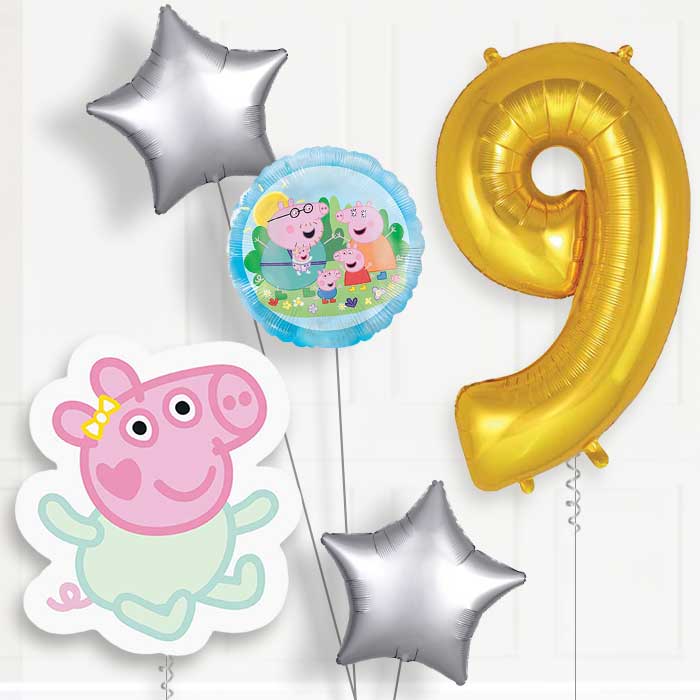 Evie Pig 9th Birthday Balloon Package | Party Save Smile