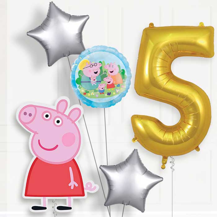 Peppa Pig Birthday Balloon Package Choose Age | 5th Birthday Balloon Package | Party Save Smile