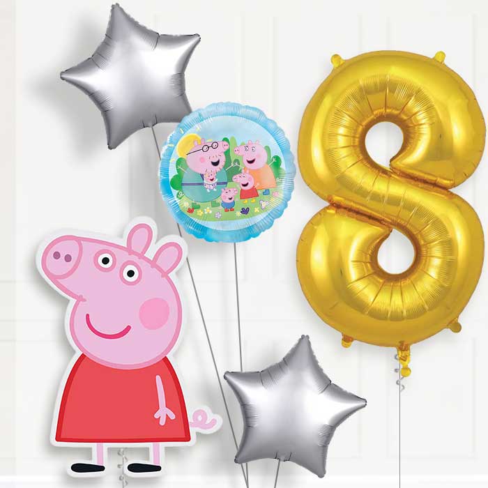 Peppa Pig 8th Birthday Balloon Package | Party Save Smile