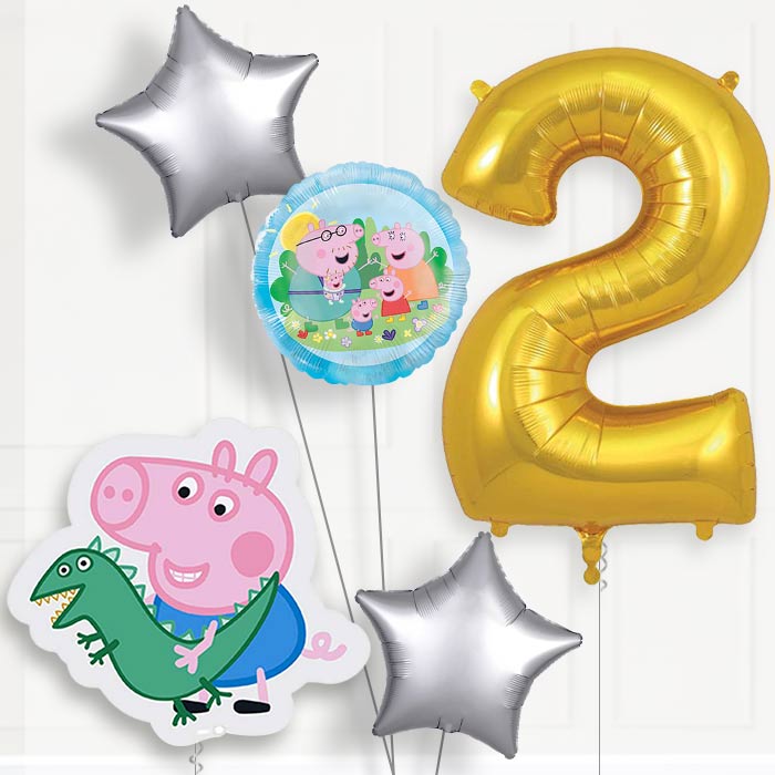 George Pig Birthday Balloon Package Choose Age | 2nd Birthday Balloon Package | Party Save Smile