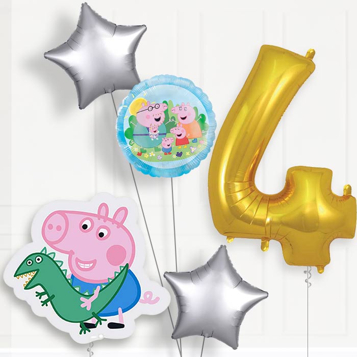 George Pig Birthday Balloon Package Choose Age | 4th Birthday Balloon Package | Party Save Smile