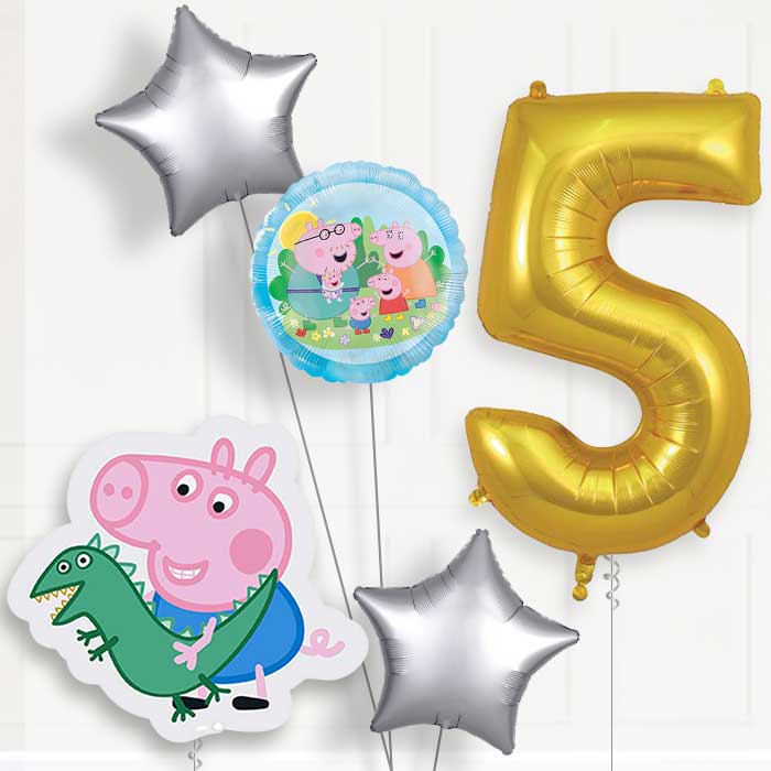 George Pig Birthday Balloon Package Choose Age | 5th Birthday Balloon Package | Party Save Smile
